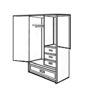 Lucerne-Wardrobe-Chest-with-Double-Door-1-Large-Bottom-Drawer-3-Drawers-on-Right-Side-Interior-Shelf-Clothes-Rod-1