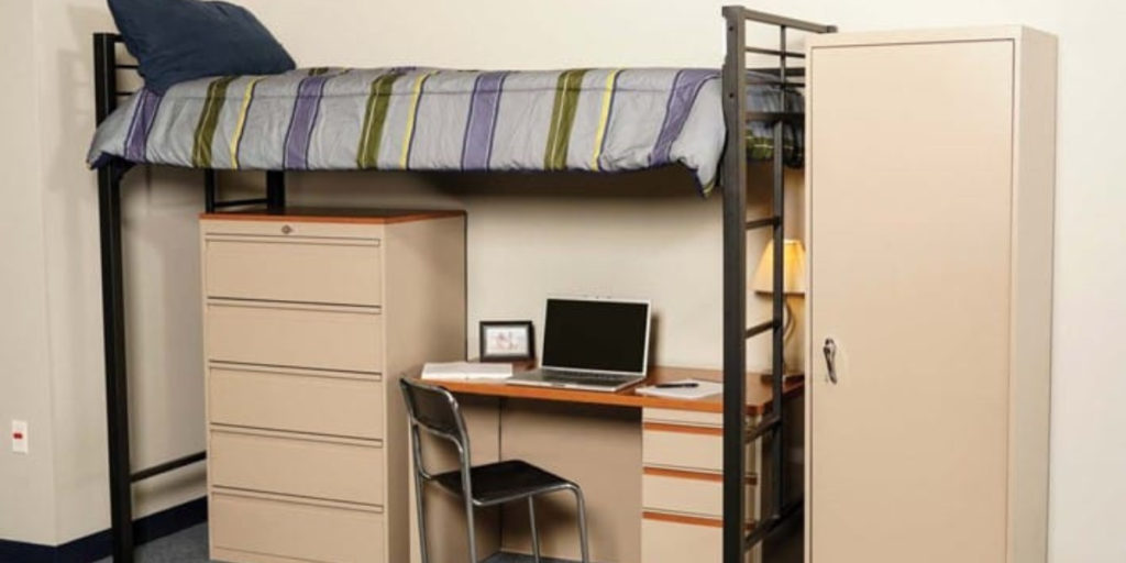 Metal Loft Bed with Tube Cross Bars