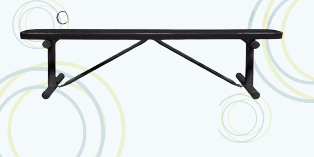 A 6' Metal Bench with circular design, ideal for outdoor use, providing durable seating for all seasons.