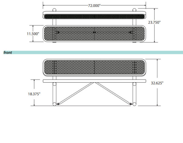 8' Metal Bench (B6WBP6) - Image 2