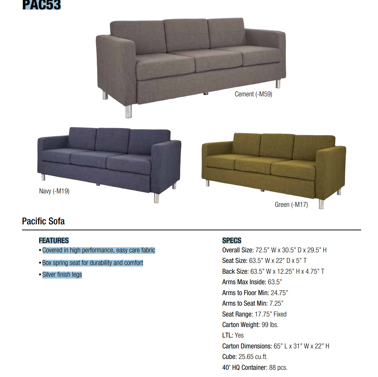 Pacific Sofa (PAC53) (QUICK SHIP) - Image 3