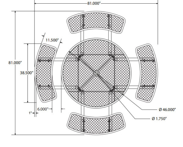 Metal Picnic Table 46" Round (T46OP) - Image 3