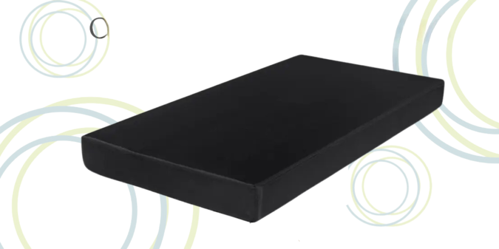 A black box on a white background, symbolizing support and comfort in institutional mattresses for patient care.