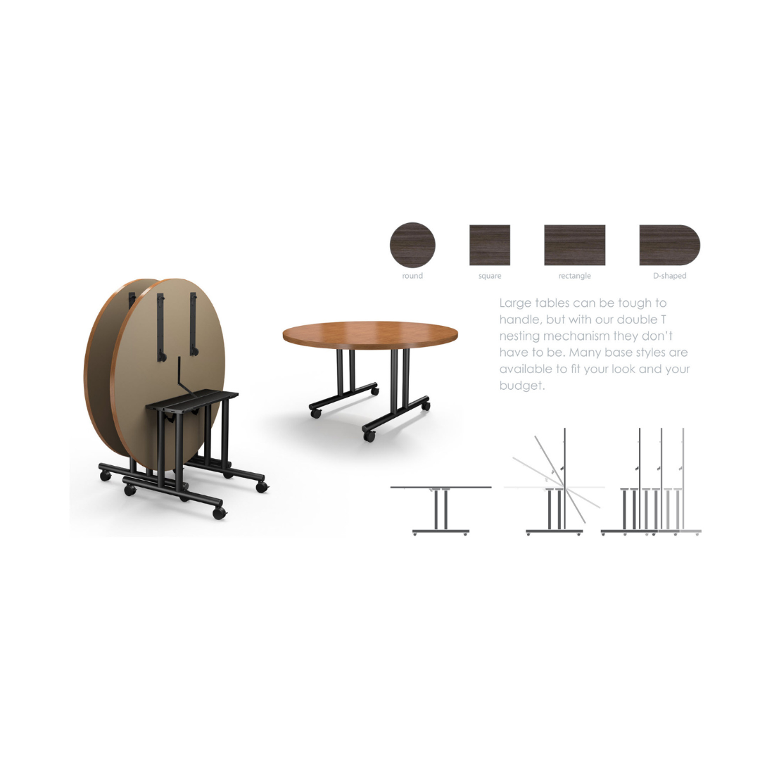 Pillar Nesting, Mobile 48" - 54" Tables, Metal Base (DRIRD Series) - Image 2