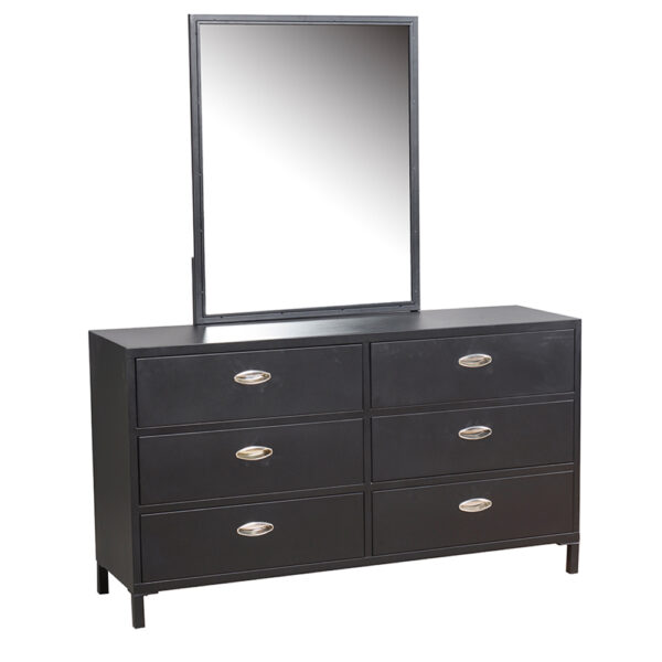 Morris Steel Dresser/Mirror (Black) (B048-25) QUICK SHIP