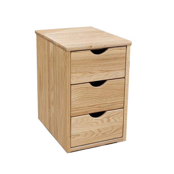 Clayton 3 Drawer Narrow Nightstand (with optional half moon cut out pulls) (N-PED-3)