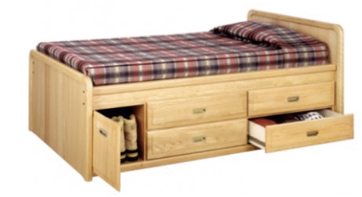 Wooden Bed with Storage