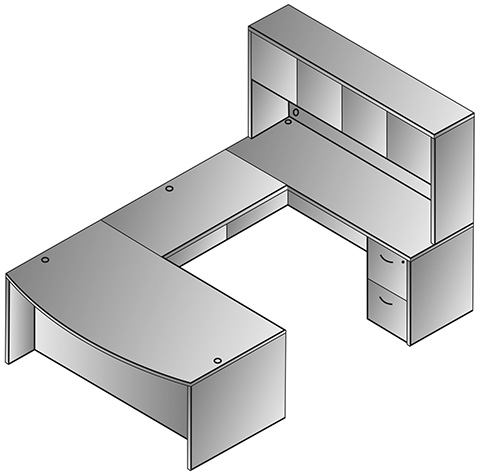 Napa U-Shaped Desk with Hutch (NAPESP-TYP12) - Image 2