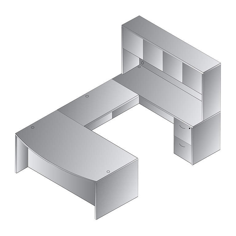 Napa U-Shaped Desk with Hutch (NAPPCW-TYP12) - Image 3